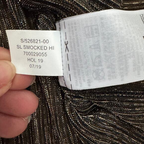 Banana Republic Black Metallic Gold Shimmer High Low Dress Size 4P - Picture 5 of 7